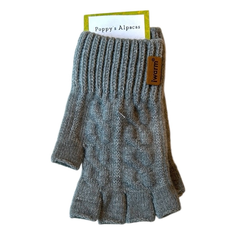 Alpaca blend fingerless gloves gray
